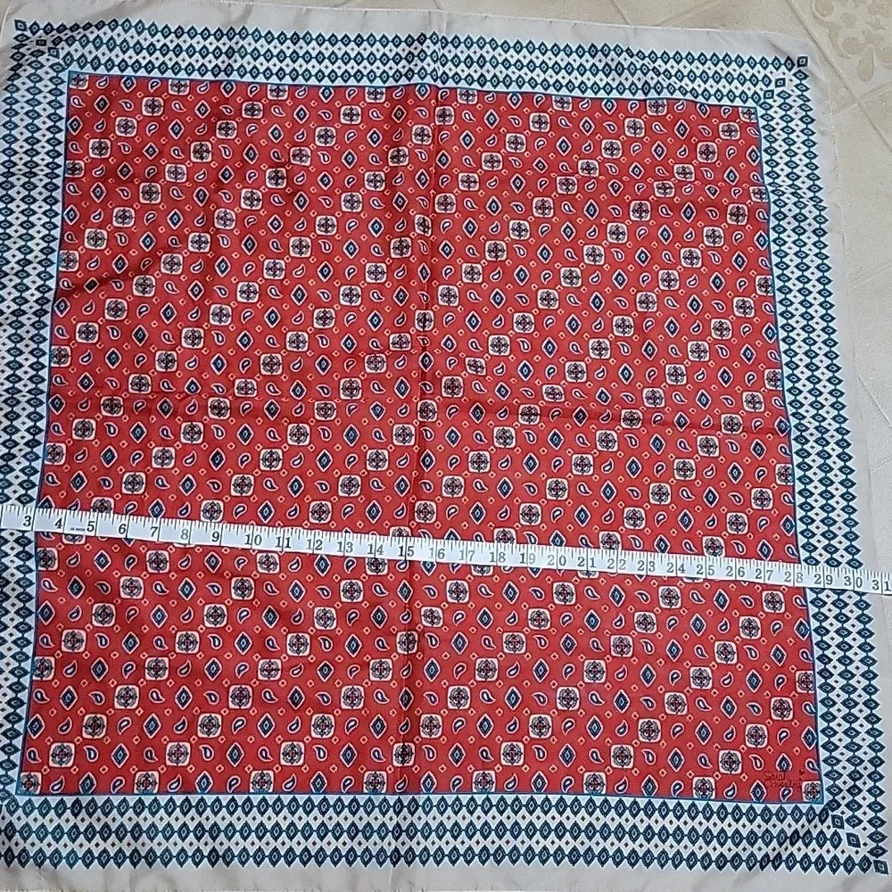 Vintage Sarah Coventry Paisley-Inspired Geometric Scarf | 31” | Made in Italy - Picture 8 of 11